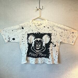 Disney Mickey Mouse Vintage Single Stitch 80/90s Splatter Print Graphic OSFM